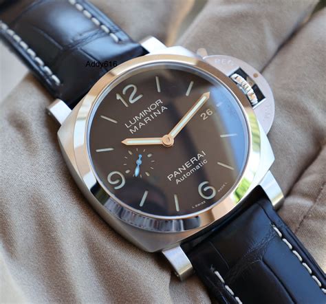 panerai luminor marinablack case brown leather|Panerai Luminor Marina PAM 1312 44mm Automatic .